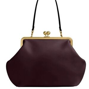 Coach Large Kisslock Frame Bag Black Currant Color